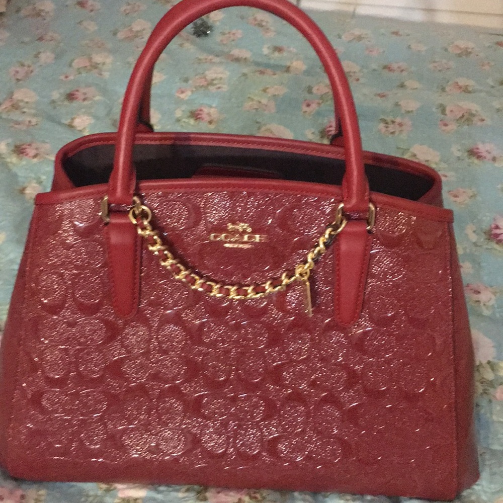 Coach bag- embossed with sparkles - red